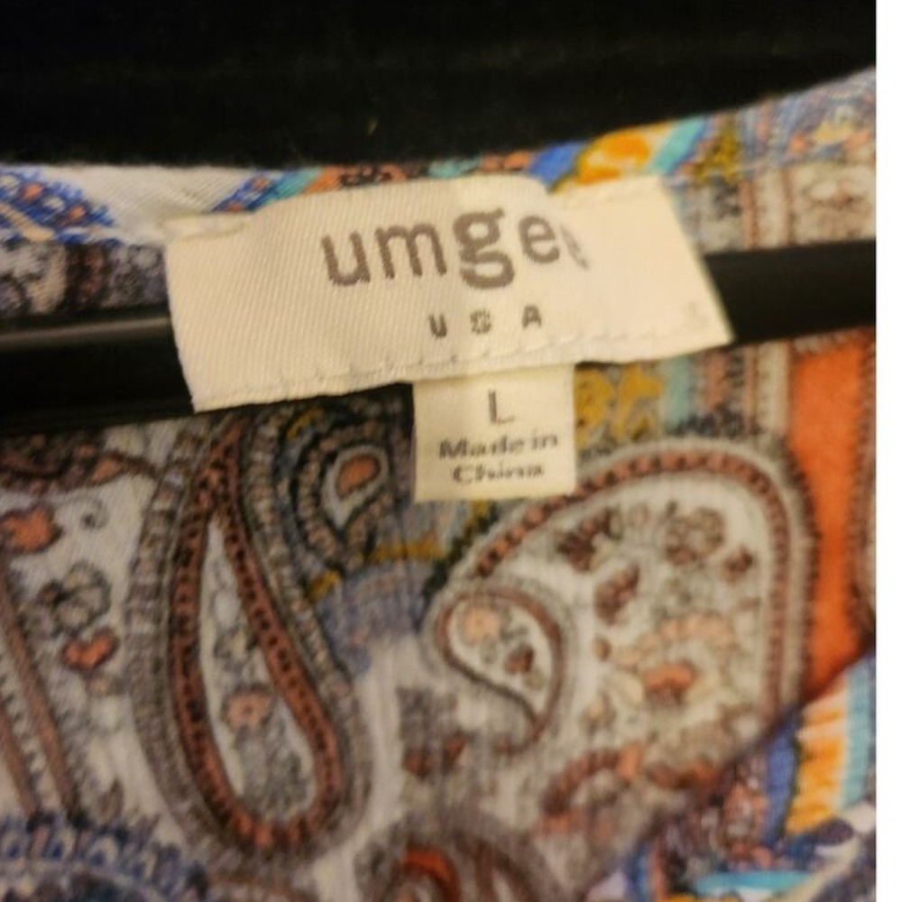 Umgee USA Paisley Lace Sleeve Tunic Dress Boho Festival Women's Size L - Picture 3 of 3